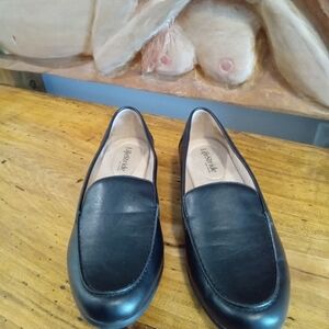 Life Stride Size 10 Wide Black Faux Leather Loafers